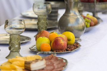 fruits on tin plate
