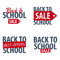 Set of Back to School logo or emblem. Sale and Best offers. Vector illustration.