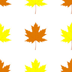 Maple leaves. Seamless pattern with autumn falling leaves. Vector illustration