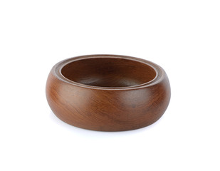 empty wood bowl on white background