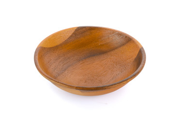 empty wood bowl on white background