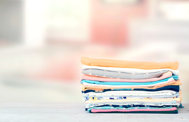 Stack cotton folded clothes.