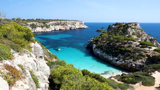 Sunny view of Cal&oacute; des Moro, Mallorca, Balearic Islands, Spain