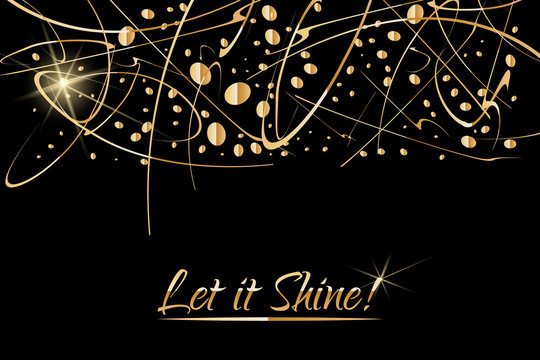 Abstract Vector Background with gold paint drops. Luxury design with place for text. Perfect for poster, flyer, banner, post or greeting card, business card