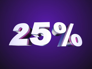 25 percent off sign 3D render