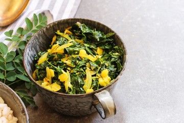Lentil Moringa curry / Dal Drumstick leaves fry