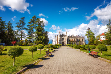 Dadiani Palaces Historical and Architectural Museum located inside a park in Zugdidi, Georgia.