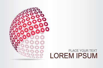 Logo stylized spherical surface with abstract shapes