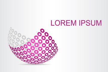 Logo stylized spherical surface with abstract shapes