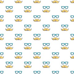 Nerd glasses and mustaches pattern seamless