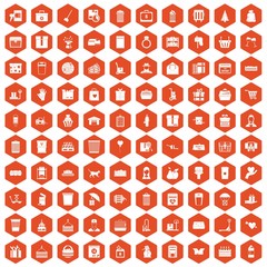 Fototapeta na wymiar 100 box icons hexagon orange
