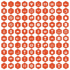 100 boxing icons hexagon orange