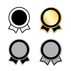 Award ribbon isolated set. Flat and gold design for medal, label, badge, certificate. Symbol of best sale, price, quality, guarantee, achievement. Ribbon award decoration Vector illustration