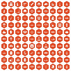 100 burden icons hexagon orange