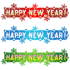 Happy New Year! - three greetings, design elements for cards, banners, invitations, posters, isolated on white background
