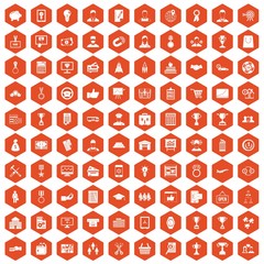 100 business career icons hexagon orange