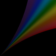 Rainbow icon. Shape rainbow isolated on black background. Colorful light and bright design element. Symbol of rain, sky, clear, nature. Flat simple graphic style Vector illustration