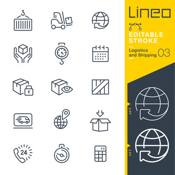 Lineo Editable Stroke - Logistics and Shipping line icons
Vector Icons - Adjust stroke weight - Expand to any size - Change to any colour