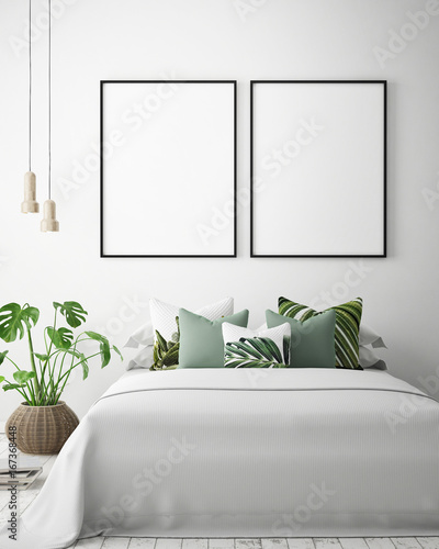 Mock Up Poster Frame In Tropical Interior Background Modern