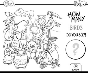 counting birds coloring book activity