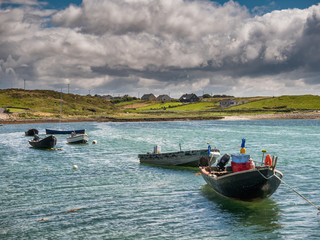 Traditional Irish fishing boats vessels in county Galway, near Letterfrack