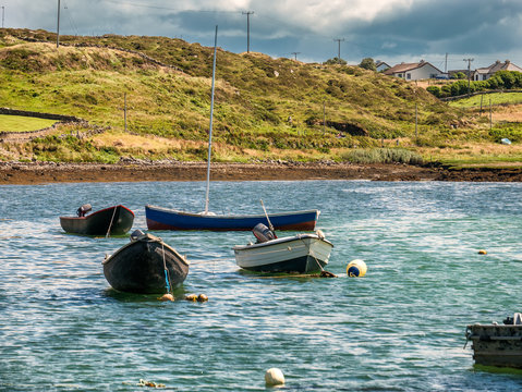 Traditional Irish fishing boats vessels in county Galway, near Letterfrack