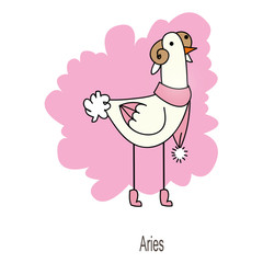 Funny horoscope with duck character. Aries.