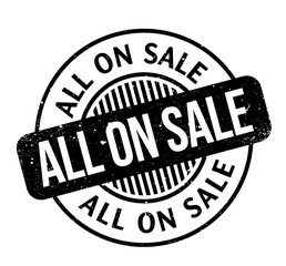 All On Sale rubber stamp. Grunge design with dust scratches. Effects can be easily removed for a clean, crisp look. Color is easily changed.
