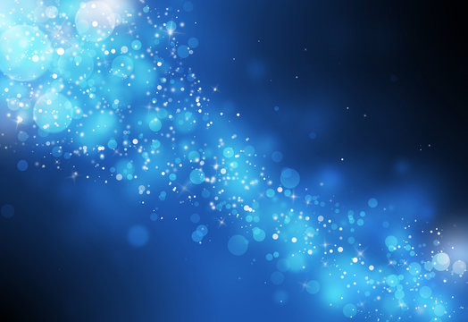 Dark Blue glitter sparkles rays lights bokeh Festive Christmas Elegant abstract background.