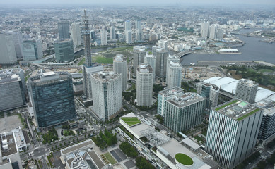 Naklejka na ściany i meble 日本の都市景観（横浜）「横浜のビル群やマンション群を望む（横浜みなとみらい２１や横浜市街など）」