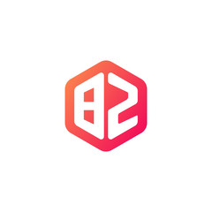 Initial letter bz, rounded hexagon logo, gradient red orange colors
 
