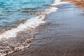 Sea surface summer wave background. Sea travel and holiday. Selective focus