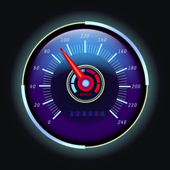 Digital odometer and analog speedometer with arrow