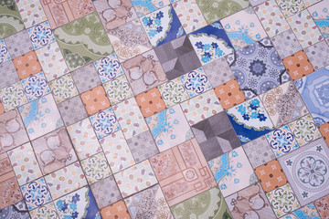 Fototapeta premium Tile background / Various of tile paved on the ground. Top view.