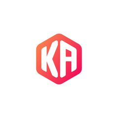 Initial letter ka, rounded hexagon logo, gradient red orange colors - obrazy, fototapety, plakaty