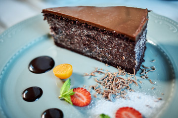 Tiramisu dessert on wooden table. Top view with copy space jpg