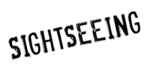 Sightseeing rubber stamp. Grunge design with dust scratches. Effects can be easily removed for a clean, crisp look. Color is easily changed.