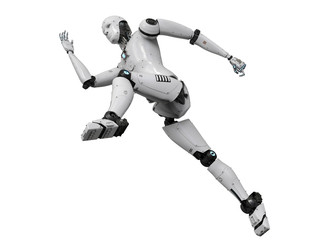 Fototapeta na wymiar humanoid robot running