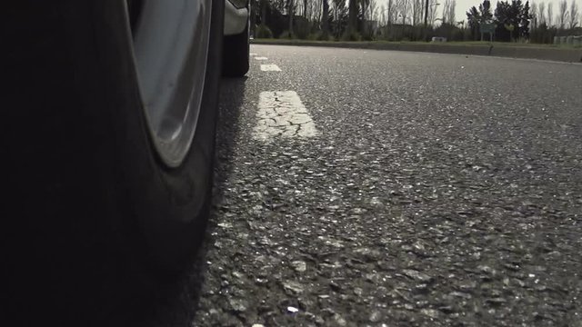 Driving A Car. Wheel Spinning POV - Point Of View, Day Country Side, Neighborhood, City, Sunset, Fall / Winter. Trees On The Side. Fast Speed / Time-lapse. 