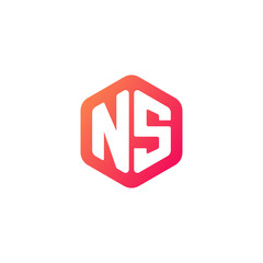 Initial letter ns, rounded hexagon logo, gradient red orange colors