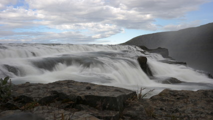 A close view of Gullfoss waterfall in Iceland