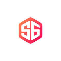 Initial letter sg, rounded hexagon logo, gradient red orange colors	
 
