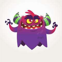 Angry cartoon monster. Halloween vector illustration