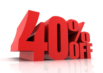 forty percent off sale concept  3d illustration