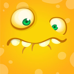 Cartoon funny monster. Halloween vector illustration of monster face avatar