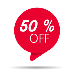 Special offer sale red tag isolated vector illustration. Discount offer price label, symbol for advertising campaign in retail, sale promo marketing, 50% off discount sticker, ad offer on shopping day