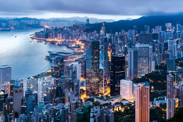 Foto op Plexiglas Hong Kong city view from The Peak at twilight © Earnest Tse