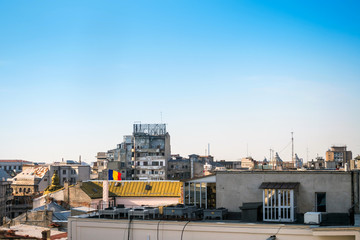 street view of downtown in Bucharest, Romanian