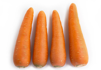 Fresh carrots isolated on white background.