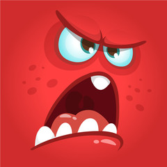 Funny angry cartoon monster face. Prints design for t-shirts © drawkman